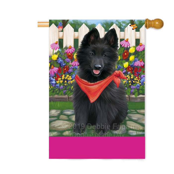 Personalized Spring Floral Belgian Shepherd Dog Custom House Flag FLG-DOTD-A62797