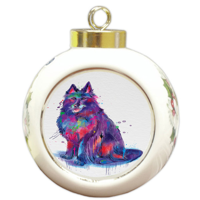 Watercolor Belgium Shepherd Dog Round Ball Christmas Ornament RBPOR58200