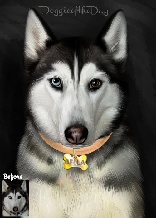 Digital Painting PERSONALIZED Caricature PET PORTRAIT! Custom Pet Dog or Cat Art