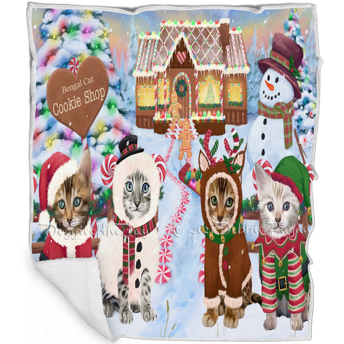 Holiday Gingerbread Cookie Shop Bengal Cats Blanket BLNKT124356