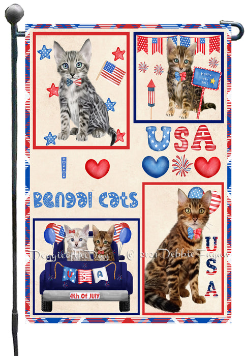 4th of July Independence Day I Love USA Bengal Cats Garden Flag GFLG66871