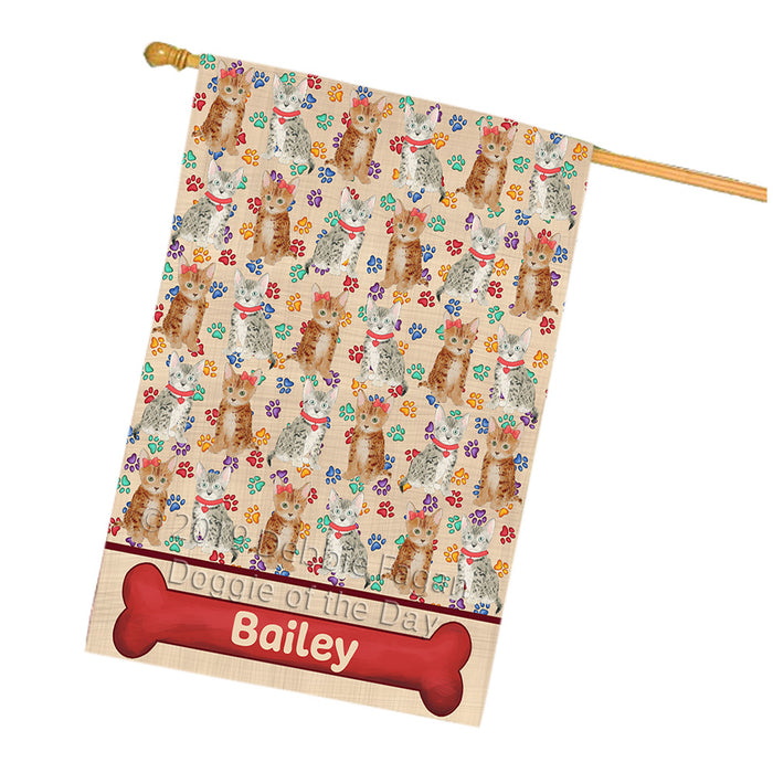 Rainbow Paw Print Bengal Cats House Flag FLG65333