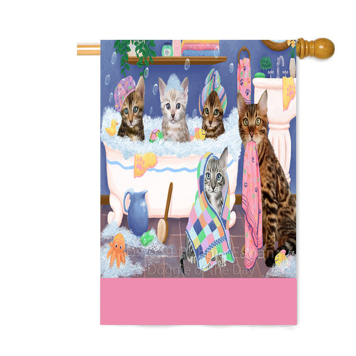 Personalized Rub A Dub Dogs In A Tub Bengal Cats Custom House Flag FLG64314