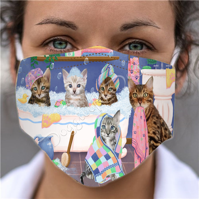 Rub A Dub Dogs In A Tub  Bengal Cats Face Mask FM49476
