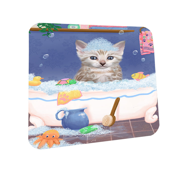 Rub A Dub Dog In A Tub Bengal Cat Coasters Set of 4 CST57262