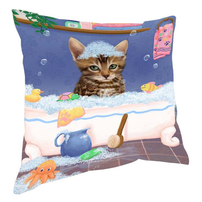 Rub A Dub Dog In A Tub Bengal Cat Pillow with Top Quality High-Resolution Images - Ultra Soft Pet Pillows for Sleeping - Reversible & Comfort - Ideal Gift for Dog Lover - Cushion for Sofa Couch Bed - 100% Polyester, PILA90370