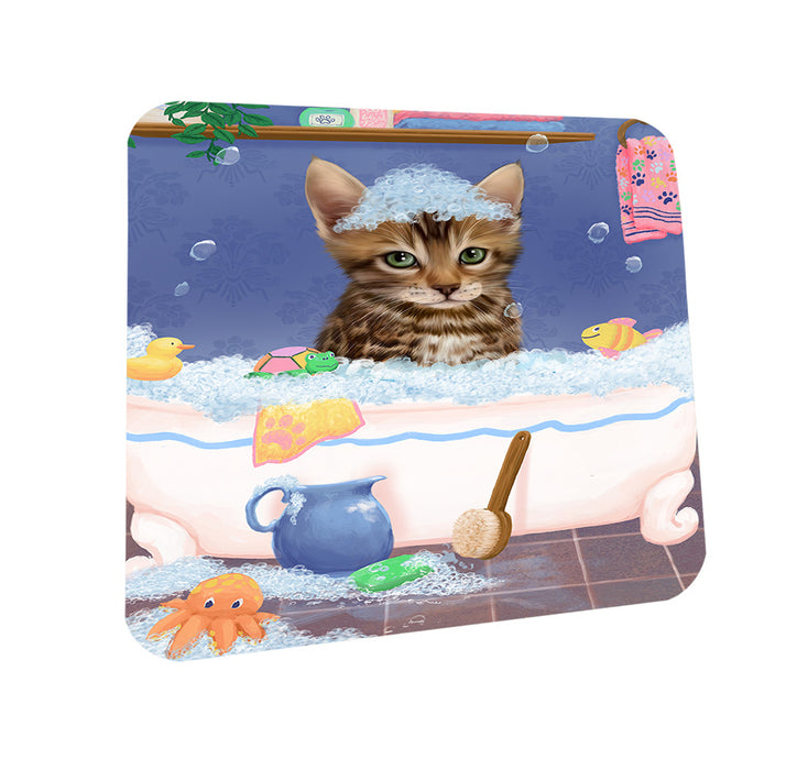 Rub A Dub Dog In A Tub Bengal Cat Coasters Set of 4 CST57263