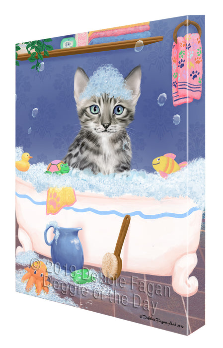 Rub A Dub Dog In A Tub Bengal Cat Canvas Print Wall Art Décor CVS142262