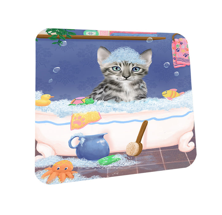 Rub A Dub Dog In A Tub Bengal Cat Coasters Set of 4 CST57264