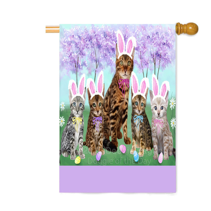 Personalized Easter Holiday Bengal Cats Custom House Flag FLG-DOTD-A58806