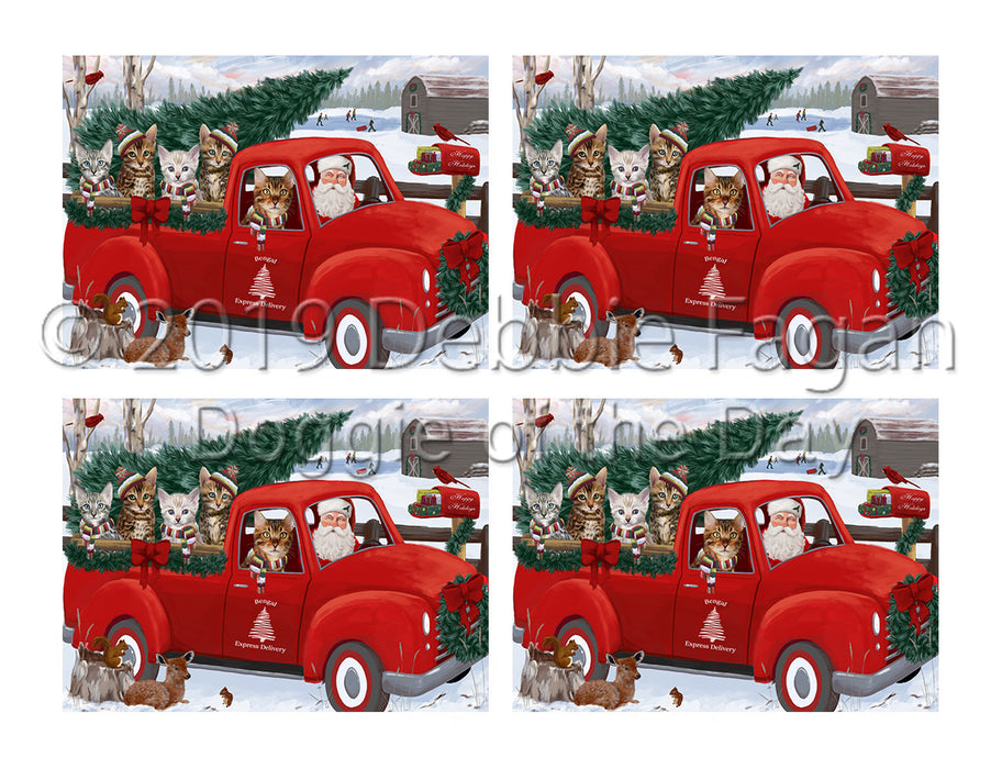 Christmas Santa Express Delivery Red Truck Bengal Cats Placemat