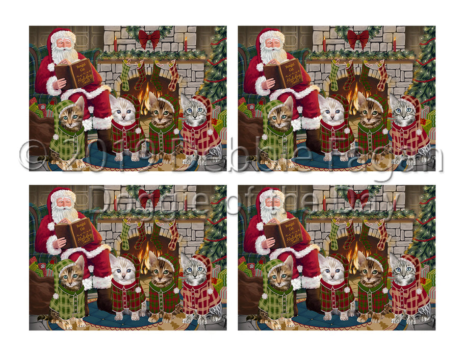 Christmas Cozy Holiday Fire Tails Bengal Cats Placemat