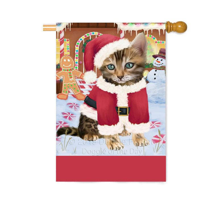 Personalized Gingerbread Candyfest Bengal Cat Custom House Flag FLG63717