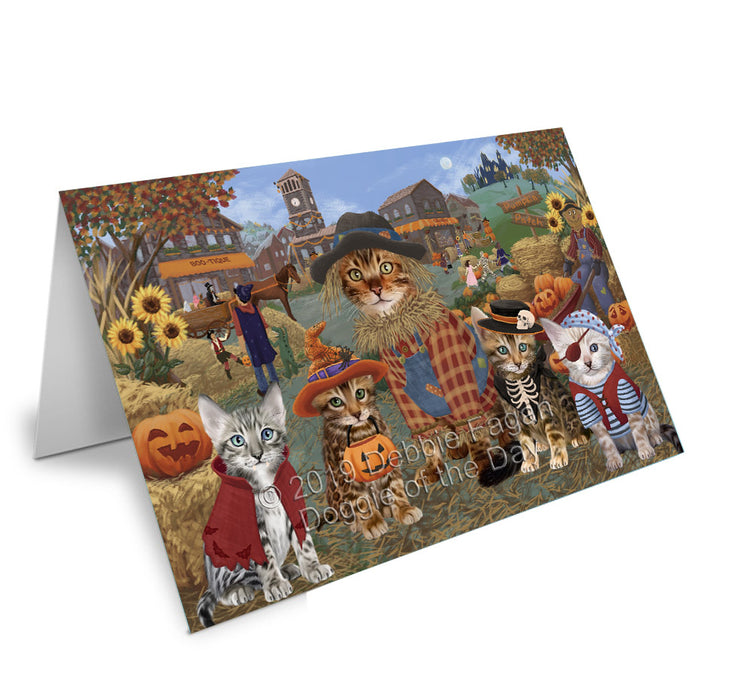 Halloween 'Round Town Bengal Cats Handmade Artwork Assorted Pets Greeting Cards and Note Cards with Envelopes for All Occasions and Holiday Seasons GCD77756