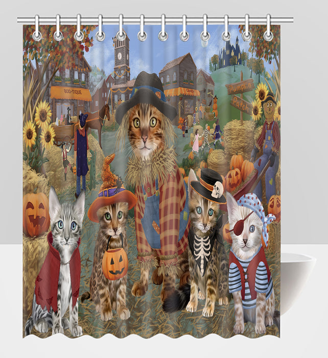 Halloween 'Round Town Bengal Cats Shower Curtain