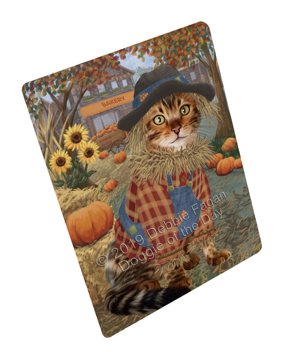 Halloween 'Round Town And Fall Pumpkin Scarecrow Both Bengal Cats Magnet MAG77224 (Small 5.5" x 4.25")