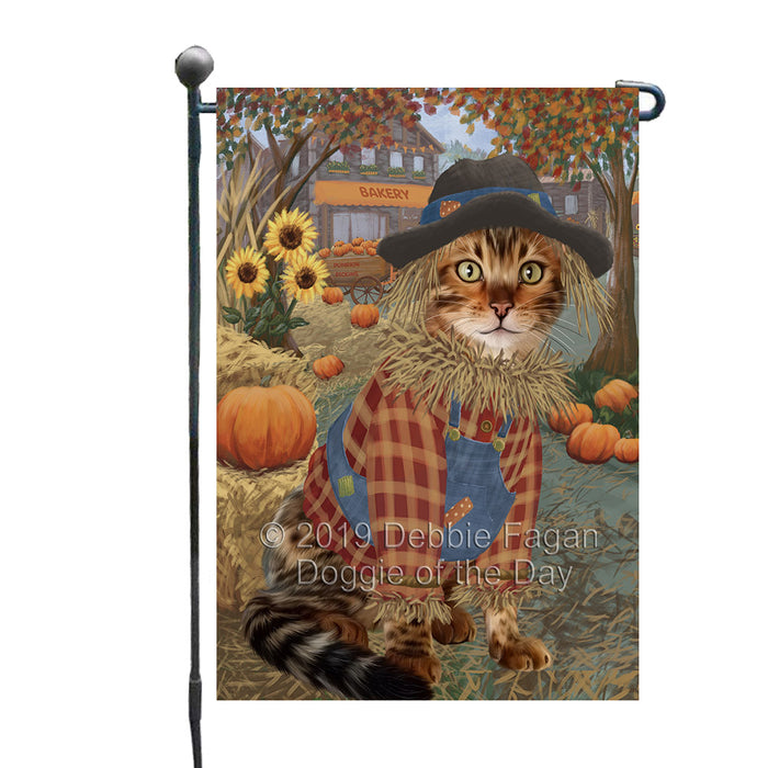 Halloween 'Round Town And Fall Pumpkin Scarecrow Both Bengal Cats Garden Flag GFLG65631
