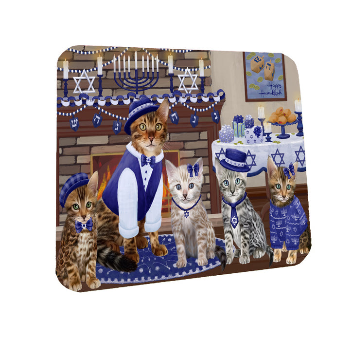 Happy Hanukkah Family Bengal Cats Coasters Set of 4 CSTA57548