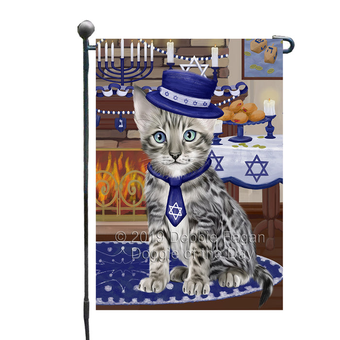 Happy Hanukkah Family and Happy Hanukkah Both Bengal Cat Garden Flag GFLG65692