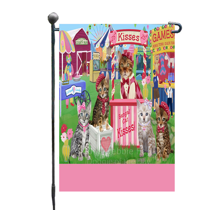 Personalized Carnival Kissing Booth Bengal Cats Custom Garden Flag GFLG64256