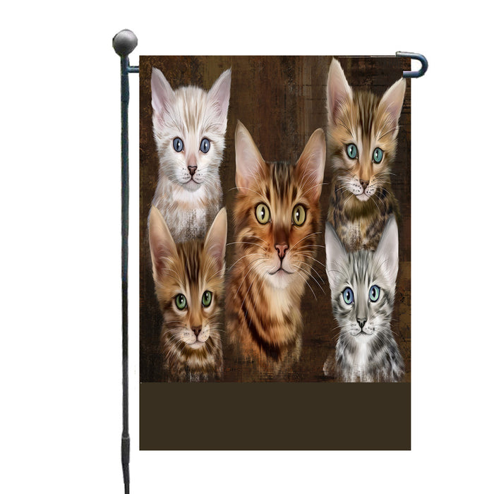 Personalized Rustic 5 Bengal Cats Custom Garden Flags GFLG-DOTD-A62548