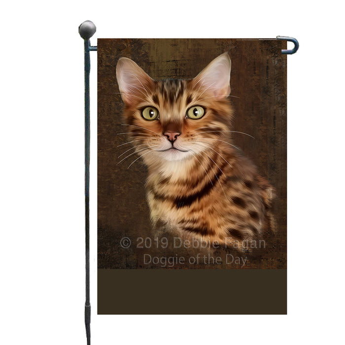 Personalized Rustic Bengal Cat Custom Garden Flag GFLG63423