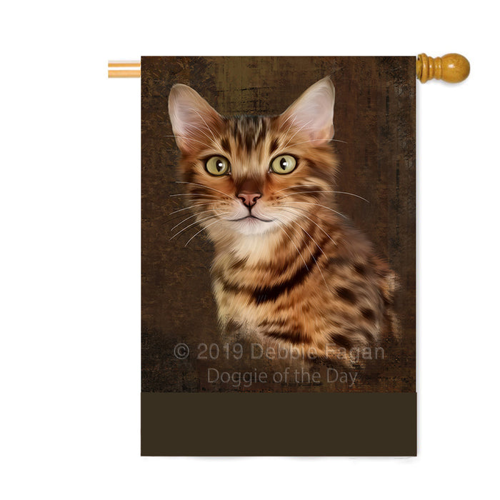 Personalized Rustic Bengal Cat Custom House Flag FLG64500