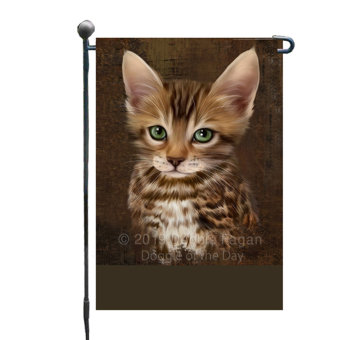 Personalized Rustic Bengal Cat Custom Garden Flag GFLG63424