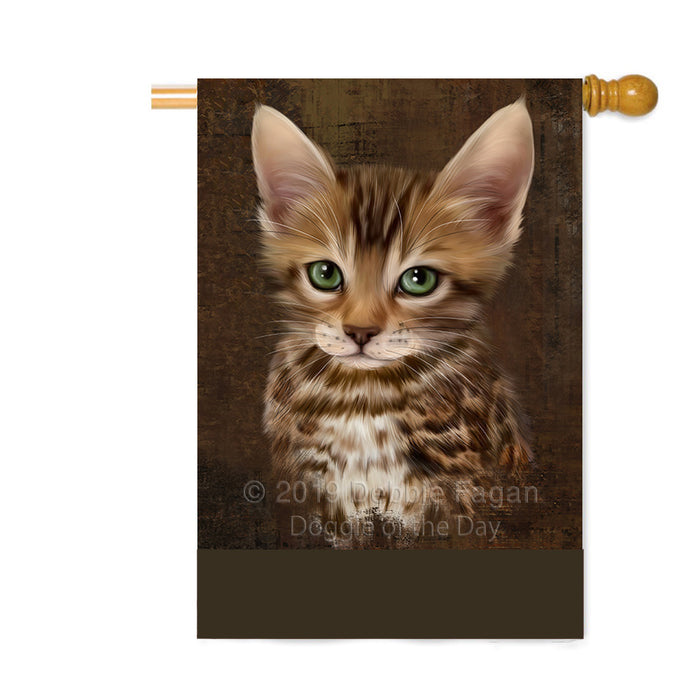 Personalized Rustic Bengal Cat Custom House Flag FLG64501