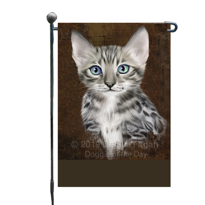 Personalized Rustic Bengal Cat Custom Garden Flag GFLG63425