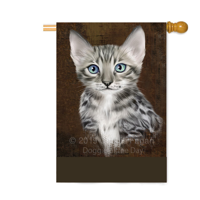 Personalized Rustic Bengal Cat Custom House Flag FLG64502