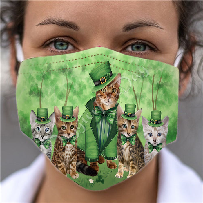 St. Patricks Day Irish Bengal Cats Face Mask FM50123