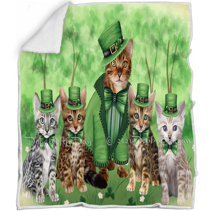 St. Patricks Day Irish Portrait Bengal Cats Blanket BLNKT132438