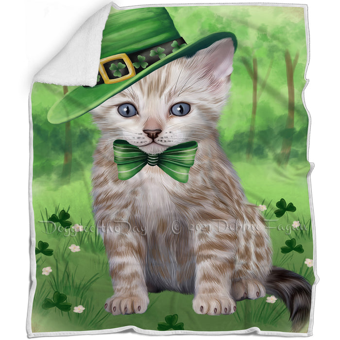 St. Patricks Day Irish Portrait Bengal Cat Blanket BLNKT132456