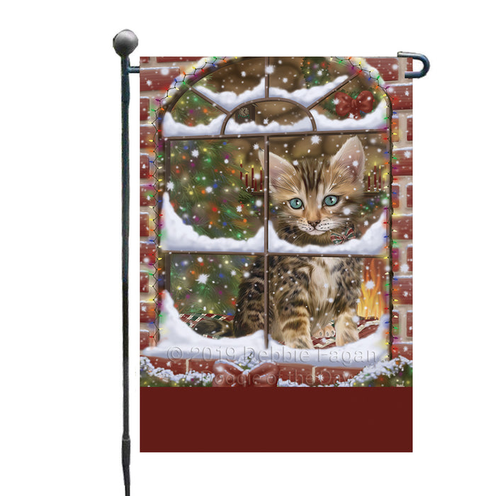 Personalized Please Come Home For Christmas Bengal Cat Sitting In Window Custom Garden Flags GFLG-DOTD-A60124