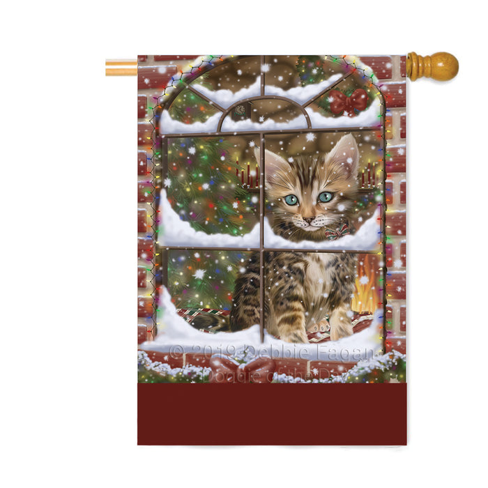 Personalized Please Come Home For Christmas Bengal Cat Sitting In Window Custom House Flag FLG-DOTD-A60180