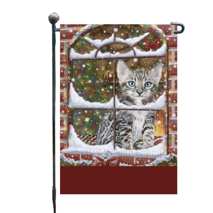 Personalized Please Come Home For Christmas Bengal Cat Sitting In Window Custom Garden Flags GFLG-DOTD-A60125