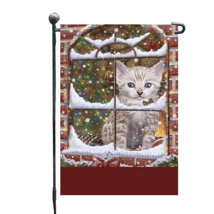 Personalized Please Come Home For Christmas Bengal Cat Sitting In Window Custom Garden Flags GFLG-DOTD-A60126
