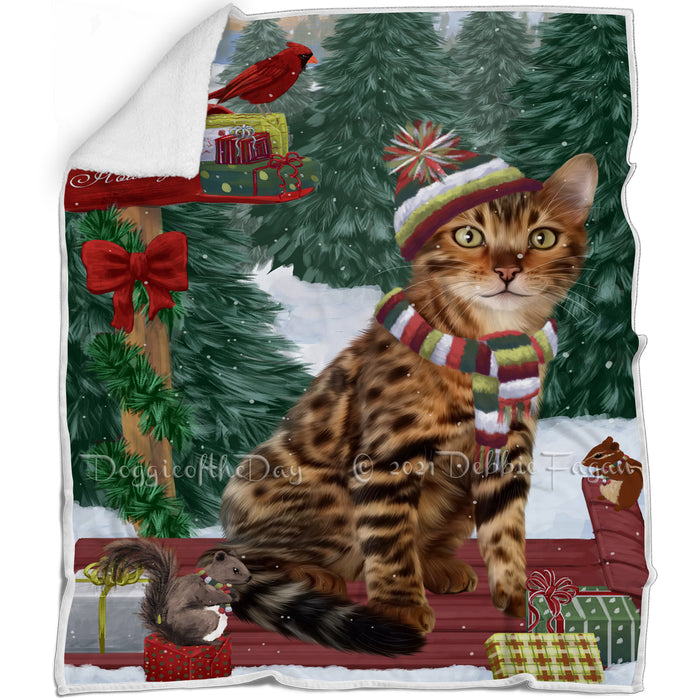 Merry Christmas Woodland Sled Bengal Cat Blanket BLNKT142698