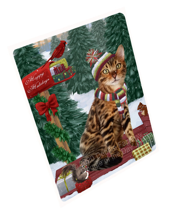 Christmas Woodland Sled Bengal Cat Cutting Board - For Kitchen - Scratch & Stain Resistant - Designed To Stay In Place - Easy To Clean By Hand - Perfect for Chopping Meats, Vegetables, CA83770
