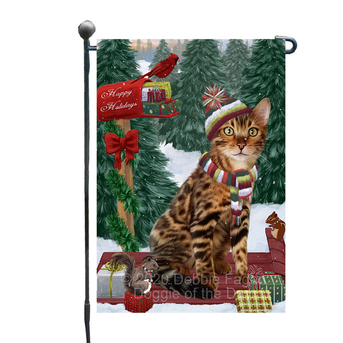 Christmas Woodland Sled Bengal Cat Garden Flags Outdoor Decor for Homes and Gardens Double Sided Garden Yard Spring Decorative Vertical Home Flags Garden Porch Lawn Flag for Decorations GFLG68400
