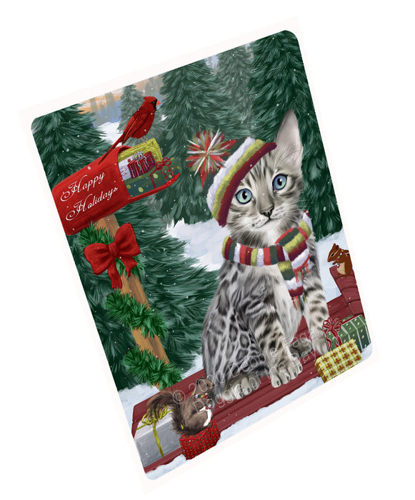 Christmas Woodland Sled Bengal Cat Cutting Board - For Kitchen - Scratch & Stain Resistant - Designed To Stay In Place - Easy To Clean By Hand - Perfect for Chopping Meats, Vegetables, CA83776