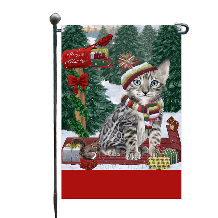 Personalized Merry Christmas Woodland Sled  Bengal Cat Custom Garden Flags GFLG-DOTD-A61499