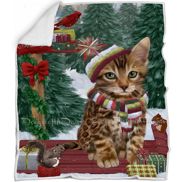 Merry Christmas Woodland Sled Bengal Cat Blanket BLNKT142699