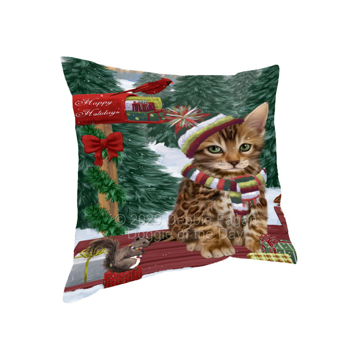 Christmas Woodland Sled Bengal Cat Pillow with Top Quality High-Resolution Images - Ultra Soft Pet Pillows for Sleeping - Reversible & Comfort - Ideal Gift for Dog Lover - Cushion for Sofa Couch Bed - 100% Polyester, PILA93553