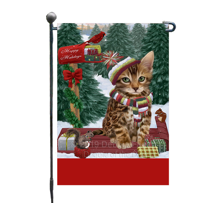 Personalized Merry Christmas Woodland Sled  Bengal Cat Custom Garden Flags GFLG-DOTD-A61497