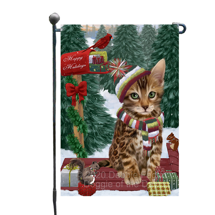 Christmas Woodland Sled Bengal Cat Garden Flags Outdoor Decor for Homes and Gardens Double Sided Garden Yard Spring Decorative Vertical Home Flags Garden Porch Lawn Flag for Decorations GFLG68401