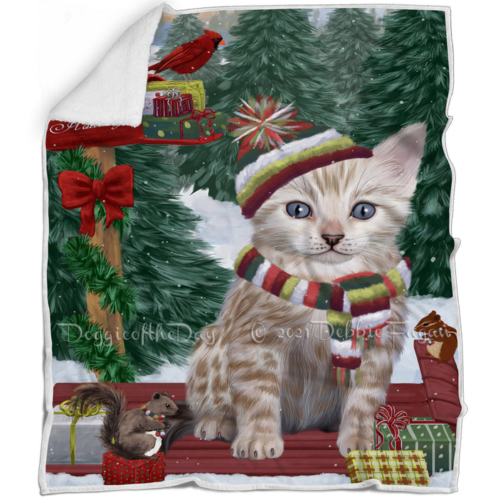 Merry Christmas Woodland Sled Bengal Cat Blanket BLNKT142700