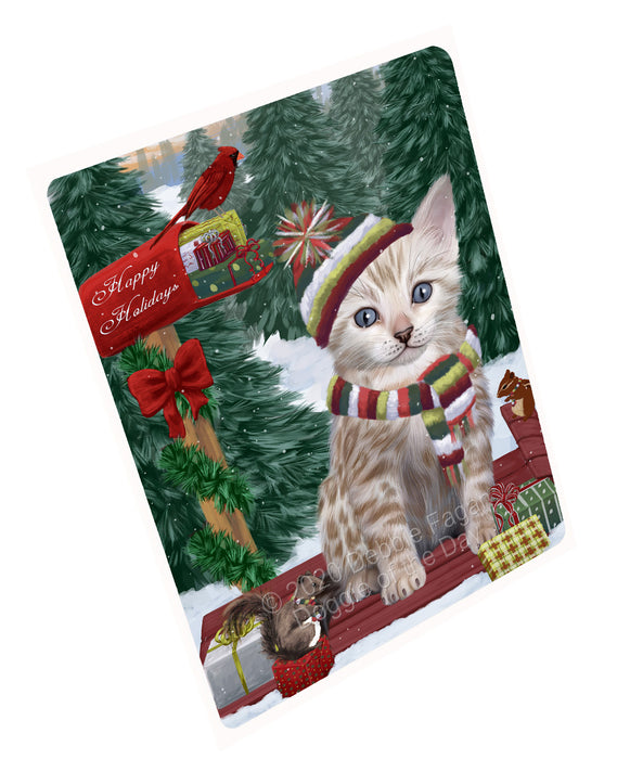 Christmas Woodland Sled Bengal Cat Cutting Board - For Kitchen - Scratch & Stain Resistant - Designed To Stay In Place - Easy To Clean By Hand - Perfect for Chopping Meats, Vegetables, CA83774