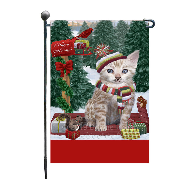 Personalized Merry Christmas Woodland Sled  Bengal Cat Custom Garden Flags GFLG-DOTD-A61498